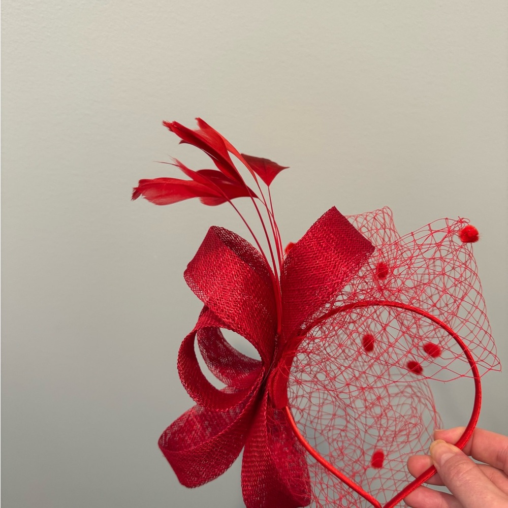 Elegant Red Fascinator Headband